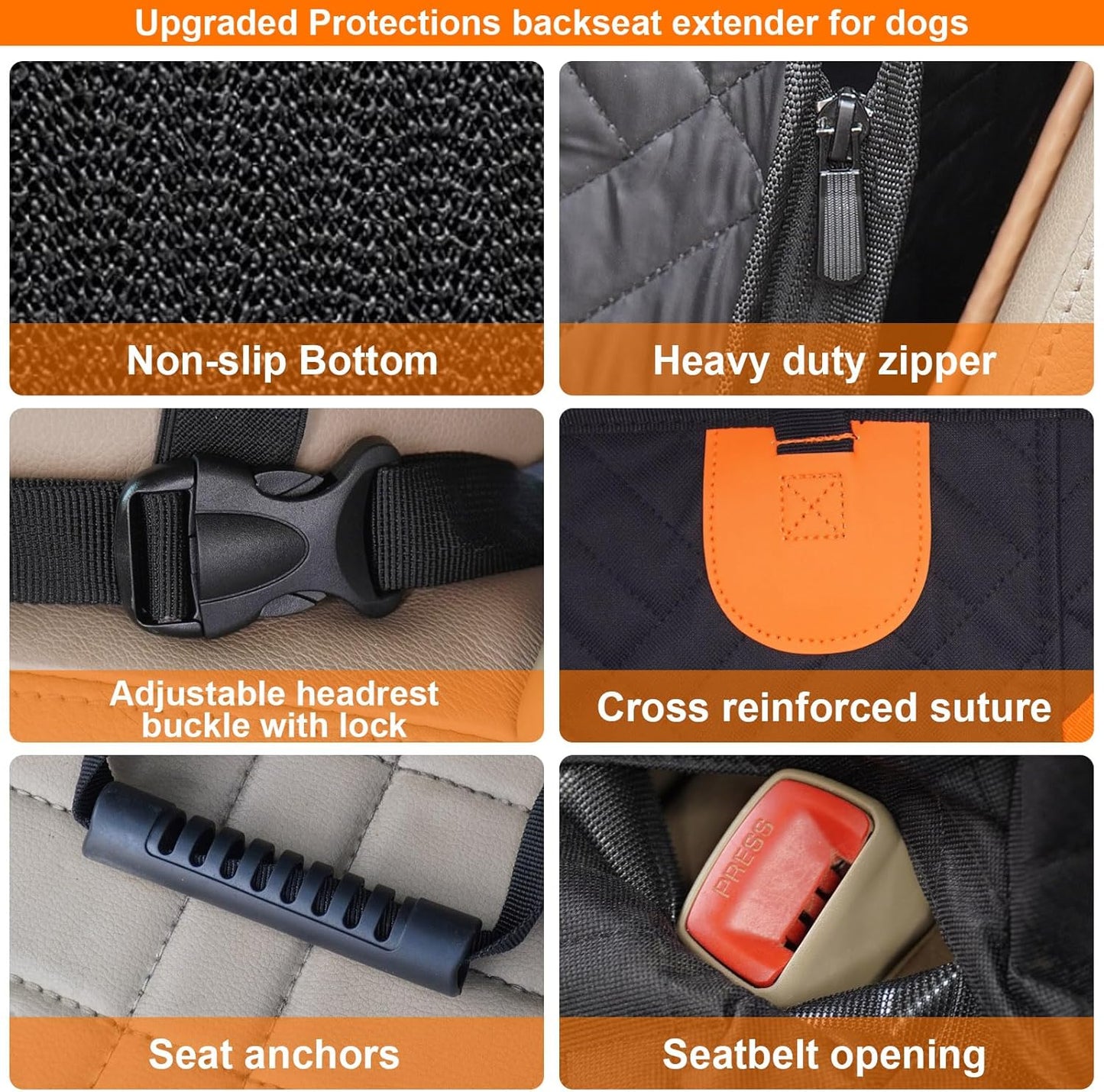 WAGGY RIDE 100% Waterproof Hard Bottom Dog Car Seat Protector