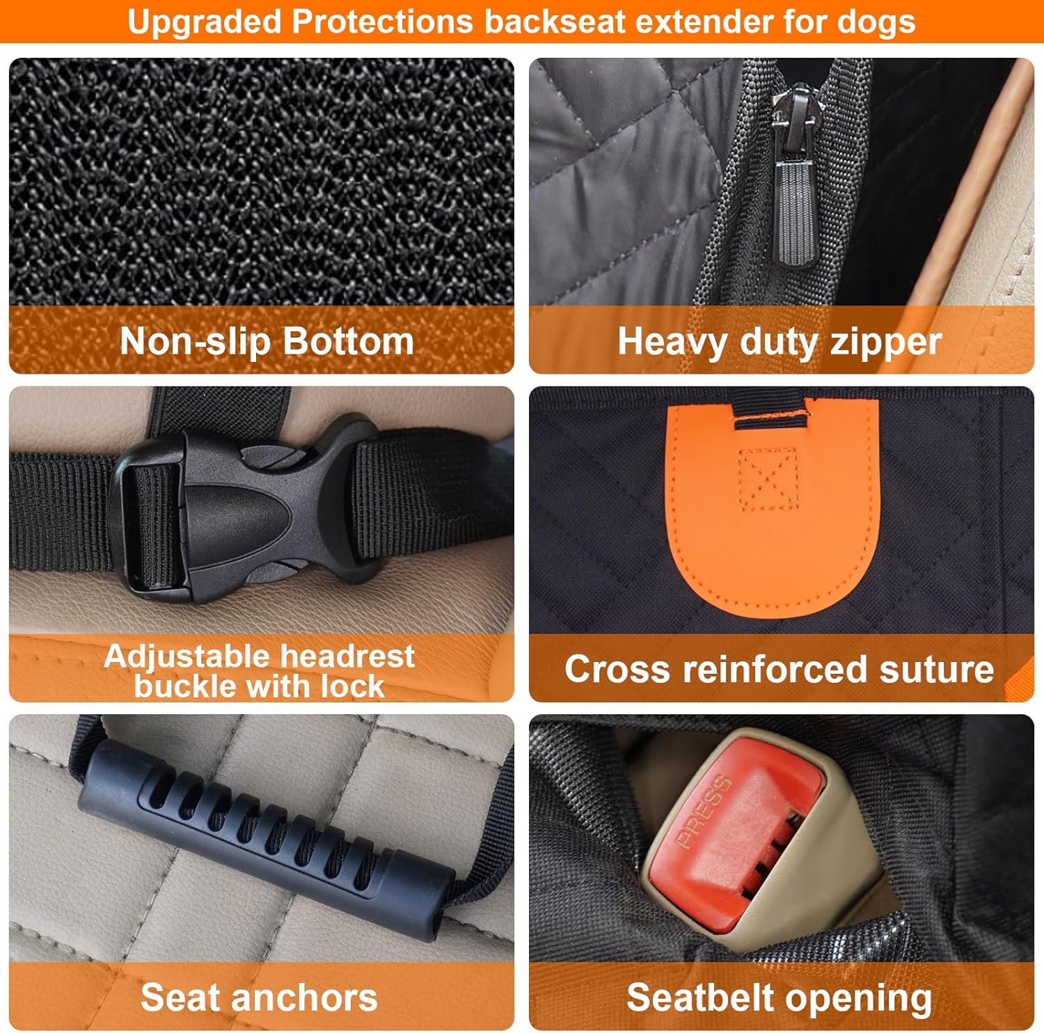 WAGGY RIDE 100% Waterproof Hard Bottom Dog Car Seat Protector