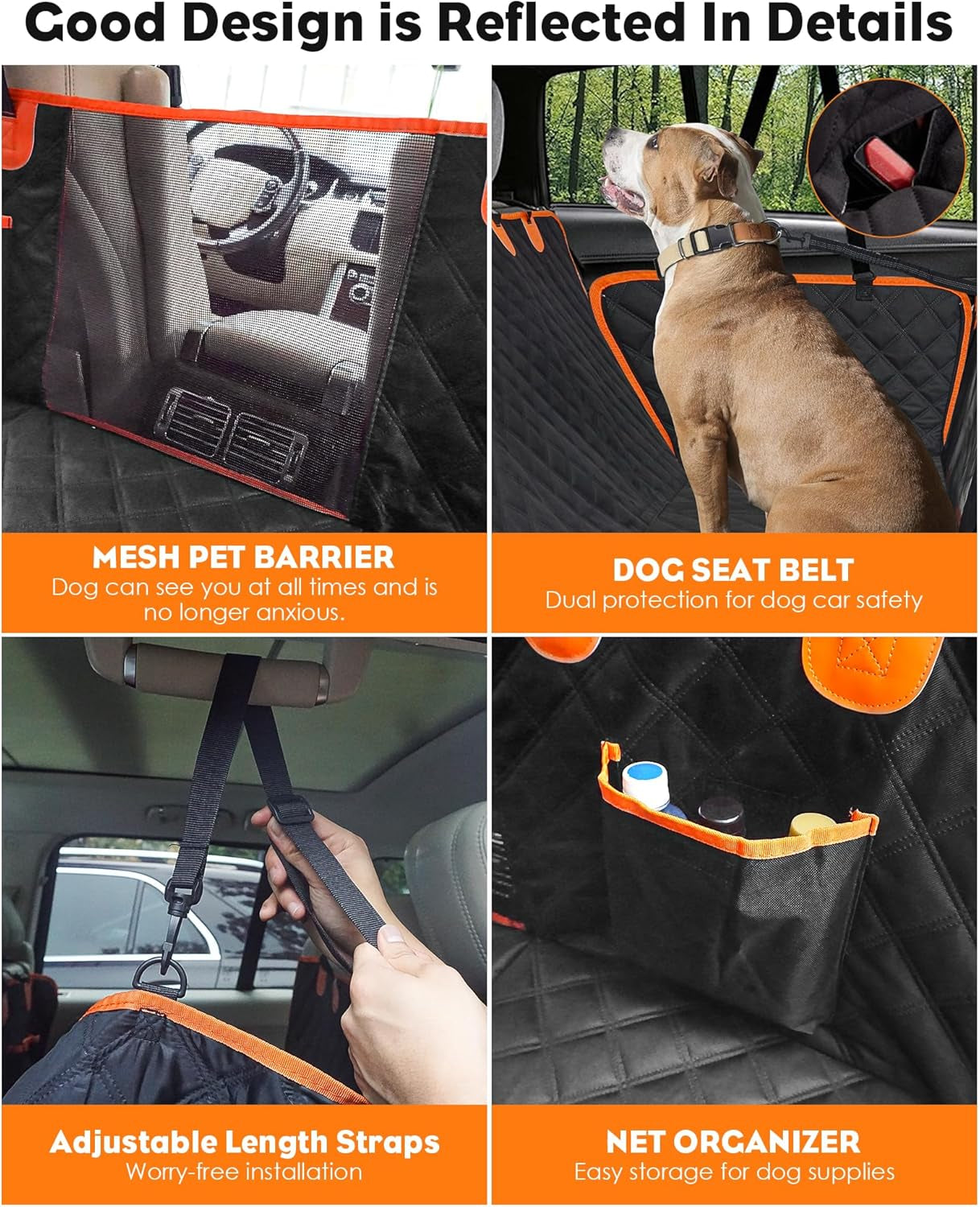 WAGGY RIDE 100% Waterproof Hard Bottom Dog Car Seat Protector