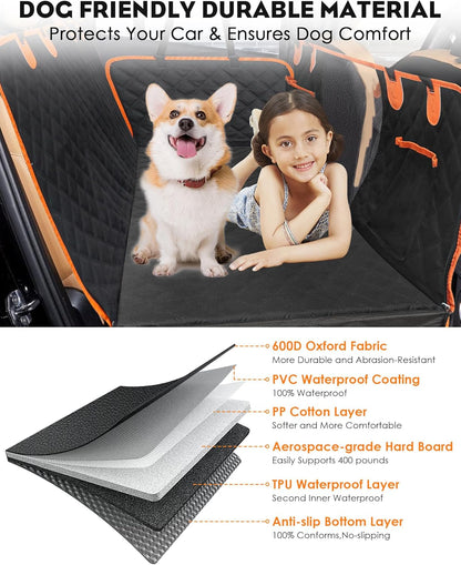 WAGGY RIDE 100% Waterproof Hard Bottom Dog Car Seat Protector